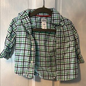 Carter's Green and White Plaid Button Down Shirt